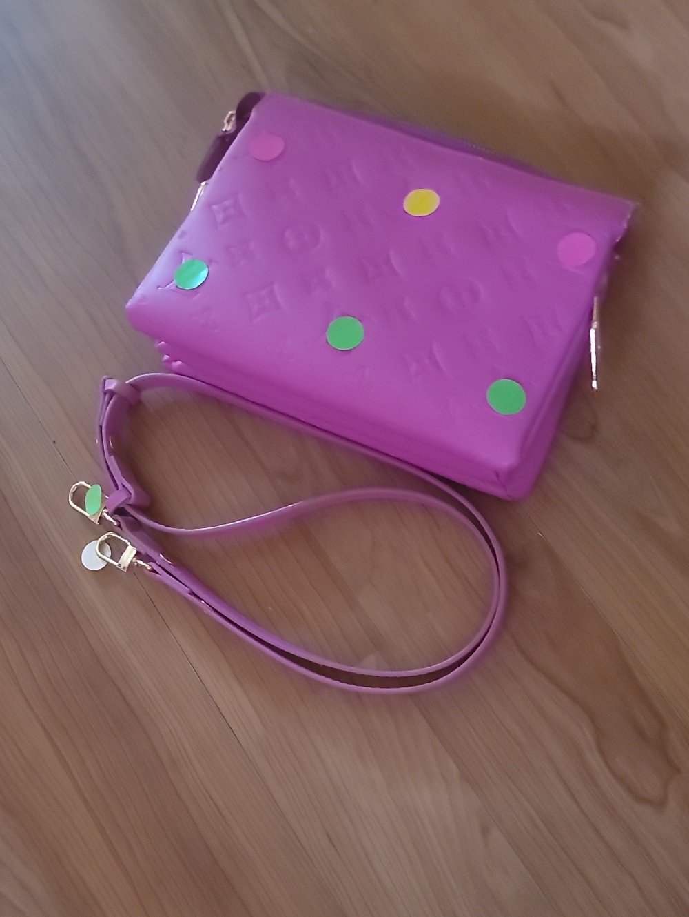 Pink Designer Embossed Crossbody Bag